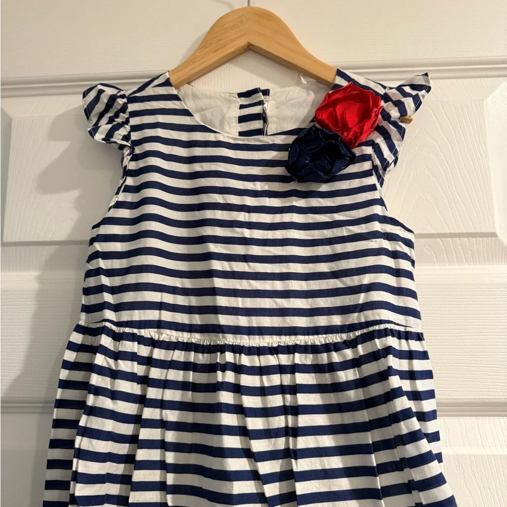 Janie and Jack Blue and White Pleated Sundress - Picture 3 of 9